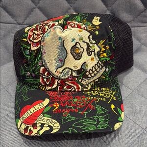 Ed Hardy Multicolor Skull and Roses Cap